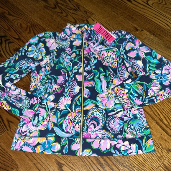 Lilly Pulitzer Jordanna Jacket UPF 50+ High Tide Navy Shes Got Sol Large NWT - Picture 5 of 11